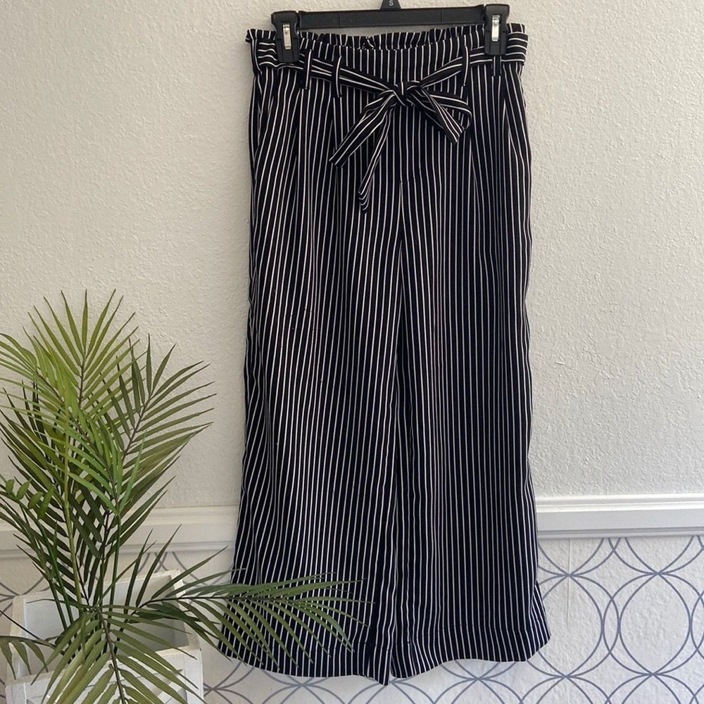 Black Pinstripe Paperwaist Pants